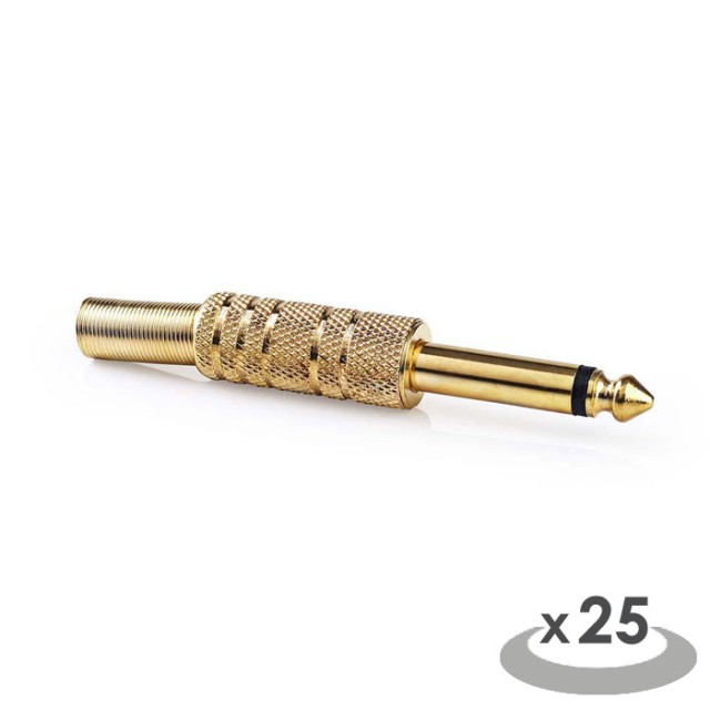 NEDIS CAVC23982GD Conector Jack Mono 6.35 mm Macho 25 piezas Dorado