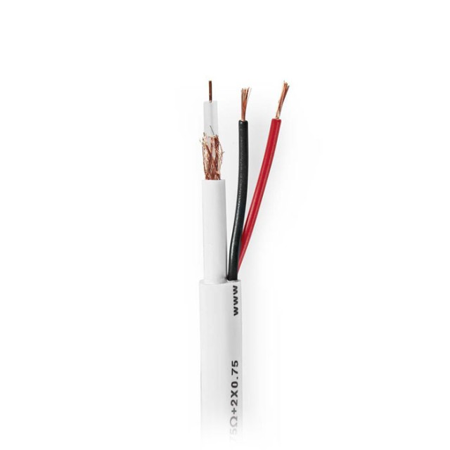 NEDIS SCGR90300WT100 Cable de seguridad en carrete 0.61 + 2x 0.38 100m Blanco