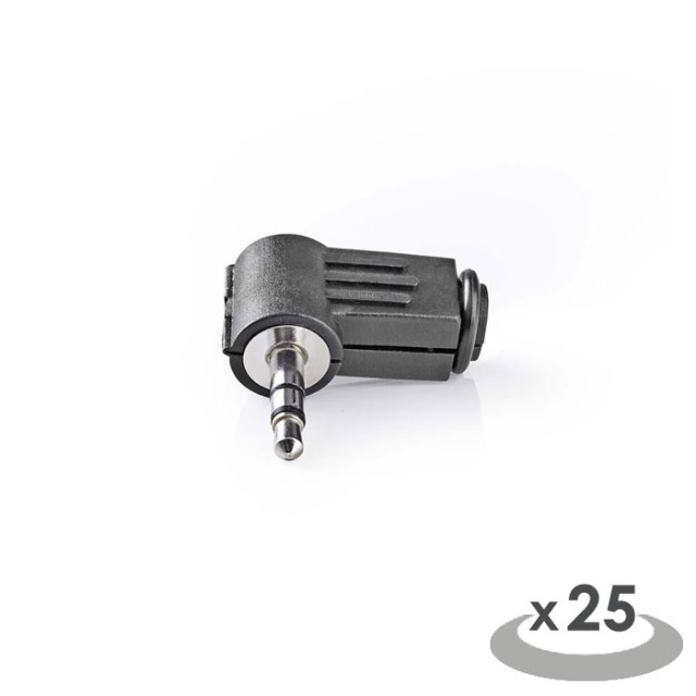 NEDIS CAVC22902BK Conector Jack Estéreo 90 ° Angulado 3.5 mm Macho 25 piezas Negro