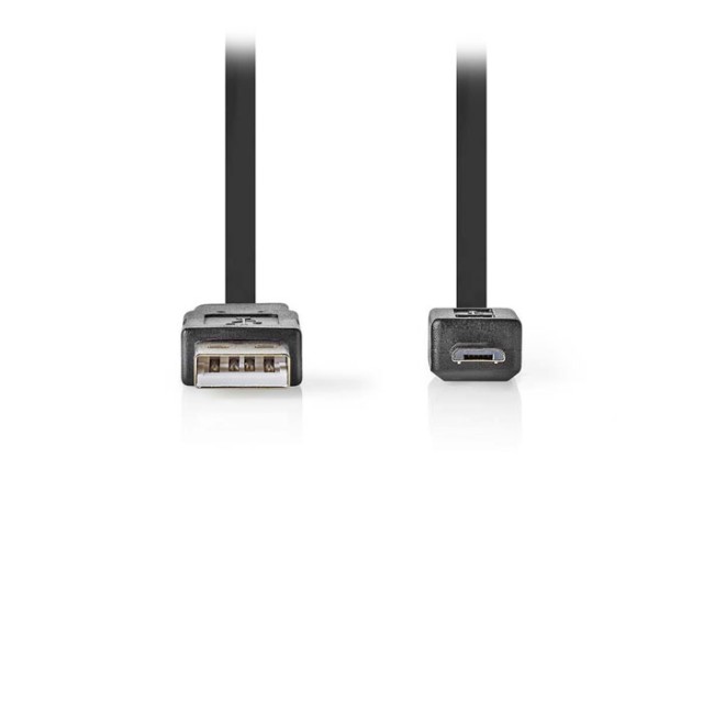 NEDIS CCGP60410BK10 USB 2.0 Flat Cable A Male - Micro B Male 1.0 m Black