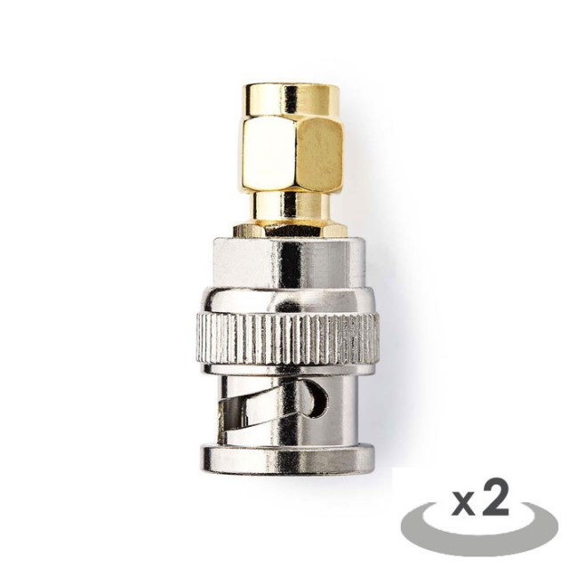 NEDIS CSGP02960GD SMA - Adaptador BNC SMA Macho - BNC Macho 2 piezas Dorado / Metal