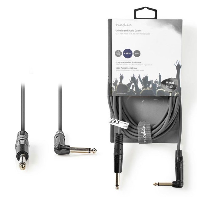 NEDIS COTH23005GY50 Cable de audio no balanceado 6.35 mm Macho - 6.35 mm Macho Ángulo 5.0