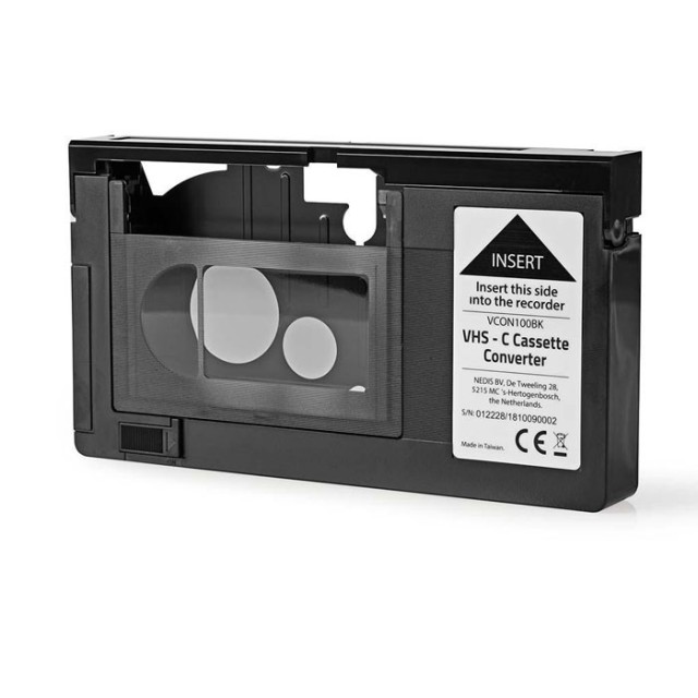 NEDIS VCON100BK VHS-C Kassettenkonverter VHS-C zu VHS Plug and Play Schwarz