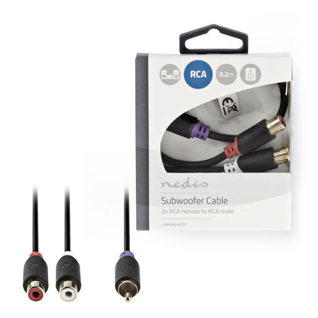 NEDIS CABW24010AT02 Subwoofer-Kabel Cinch-Stecker - 2x Cinch-Buchse 0.2 m Anthrazit