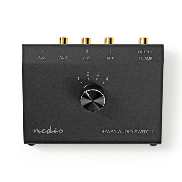 NEDIS ASWI2404BK Interruptor de audio analógico 3.5 mm Hembra + 3x (2x RCA Hembra) - 2x R