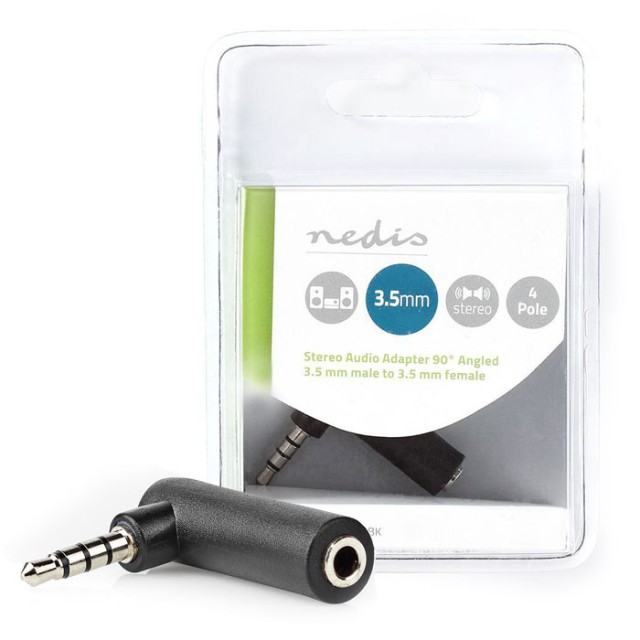 NEDIS CAGB22980BK Stereo Audio Adapter 3.5 mm Stecker - 3.5 mm Buchse 90 ° Abgewinkelt 4-