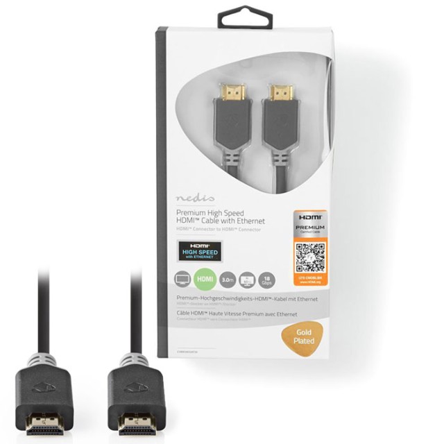 NEDIS CVBW34050AT30 Cable HDMI de alta velocidad premium con conector Ethernet HDMI