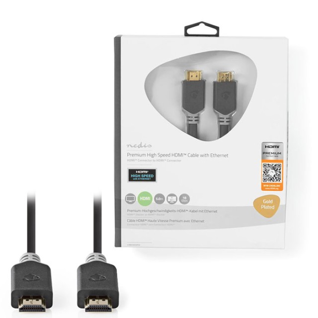 NEDIS CVBW34050AT50 Premium High Speed HDMI Cable with Ethernet HDMI Connector-H