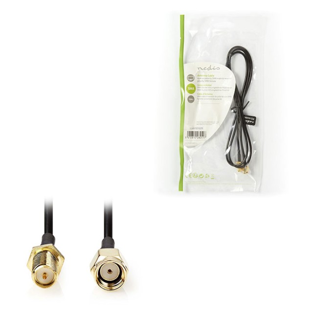 NEDIS CSGP02210BK10 Cable de antena SMA macho (polaridad inversa) - SMA hembra (reversa