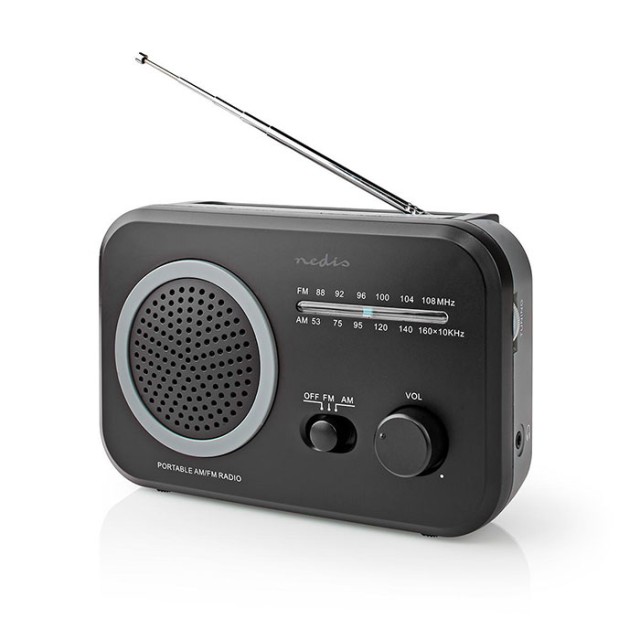 NEDIS RDFM1330GY UKW/MW-Radio 1.8 W Tragegriff Grau/Schwarz