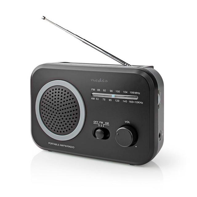 NEDIS RDFM1330GY FM / AM Radio 1.8 W Carrying Handle Gray / Black