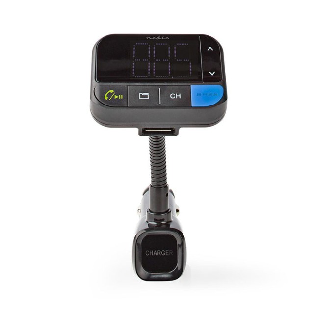 NEDIS CATR102BK Trasmettitore FM per auto Bluetooth Bass Boost Slot per scheda MicroSD Mani-