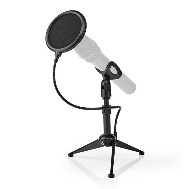 NEDIS MPST01BK Microfono da tavolo treppiede regolabile in altezza filtro pop 2 supporti in