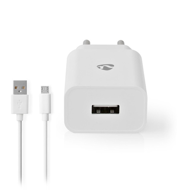 NEDIS WCHAM212AWT Wandladegerät 1x 2.1A Anschlusstyp: 1x USB-A Micro USB (lose) Kabine