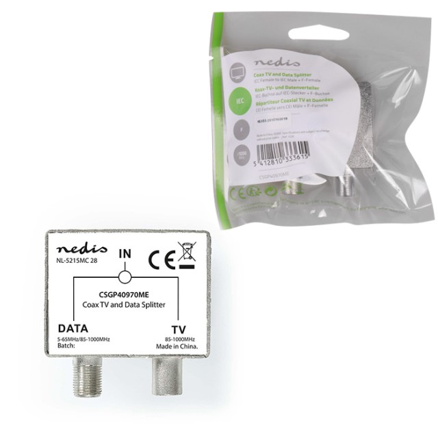 NEDIS CSGP40970ME Satellite & Antenna Adapter F-Female / IEC (Coax) Male IEC (Co