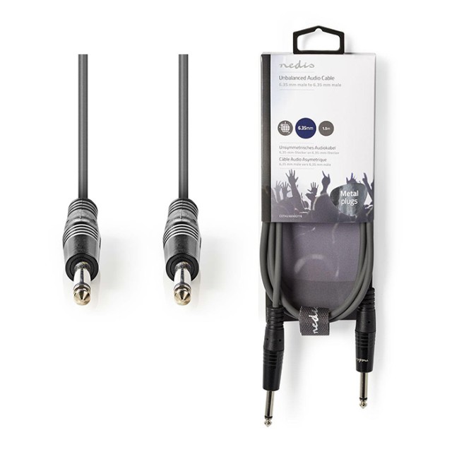 NEDIS COTH23000GY15 Cable de audio mono de 6.35 mm macho de 6.35 mm macho niquelado 1.5