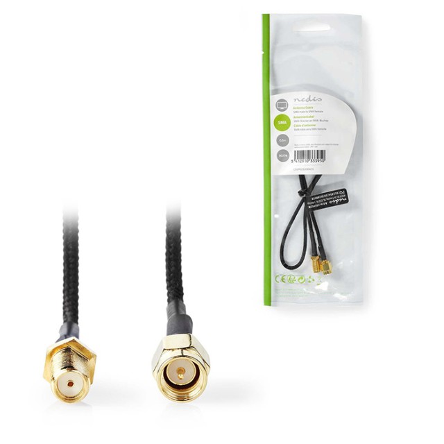 NEDIS CSGP02020BK05 SMA Cable SMA Female SMA Male Gold Plated 75Ohm 0.5m Black P