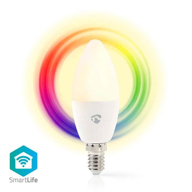 NEDIS WIFILRC10E14 SmartLife Bombilla LED a todo color E14 470lm 4.9W RGB / Blanco cálido a frío, vela