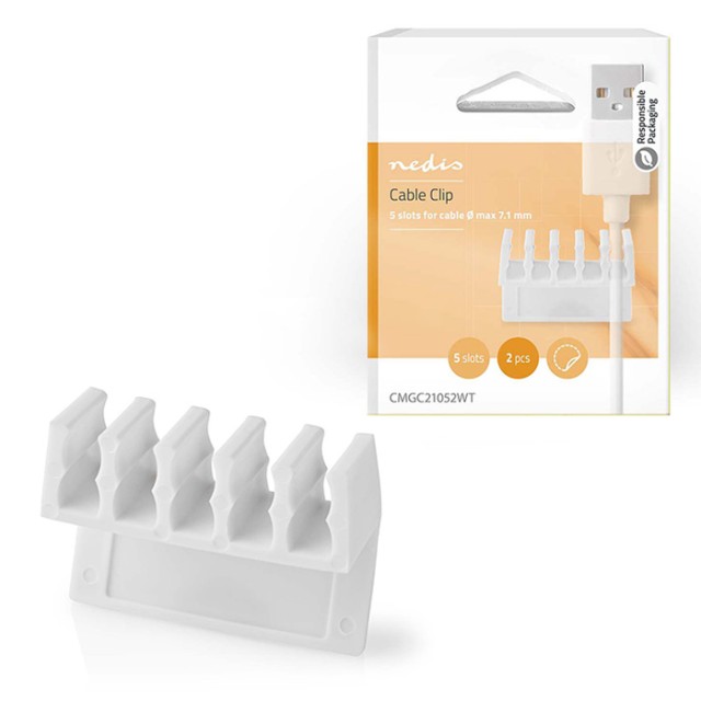 NEDIS CMGC21052WT ORGANIZADOR DE CABLES 2 uds NÚMERO DE RANURAS: 5 RANURAS BLANCO