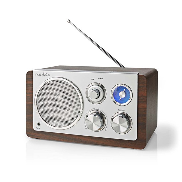 NEDIS RDFM5110BN FM RADIOTISCH DESIGN 15W BRAUN/SILBER