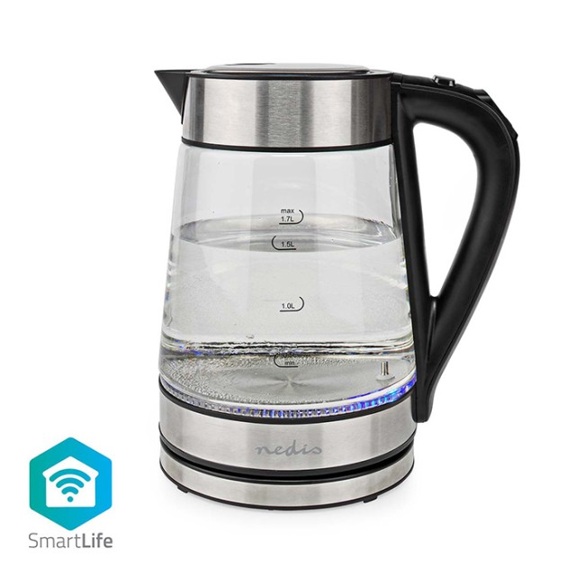 NEDIS WIFIWK10CGS Smart WiFi Βραστήρας 1.7L Γυάλινος με Έλεγχο Θερμοκρασίας, App SmartLife και 2200W