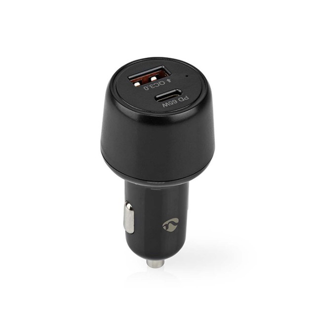 NEDIS CCPD65W100BK CAR CHARGER 2.0 / 3.0 / 3.25A WITH 2 PORTS USB-A / USB-C 65W