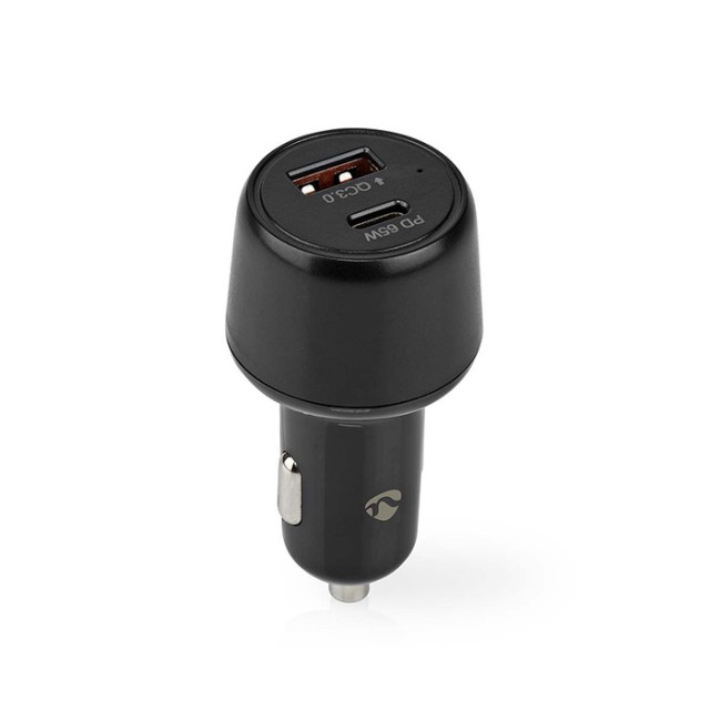 NEDIS CCPD65W100BK KFZ-LADEGERÄT 2.0 / 3.0 / 3.25 A MIT 2 ANSCHLÜSSEN USB-A / USB-C 65 W