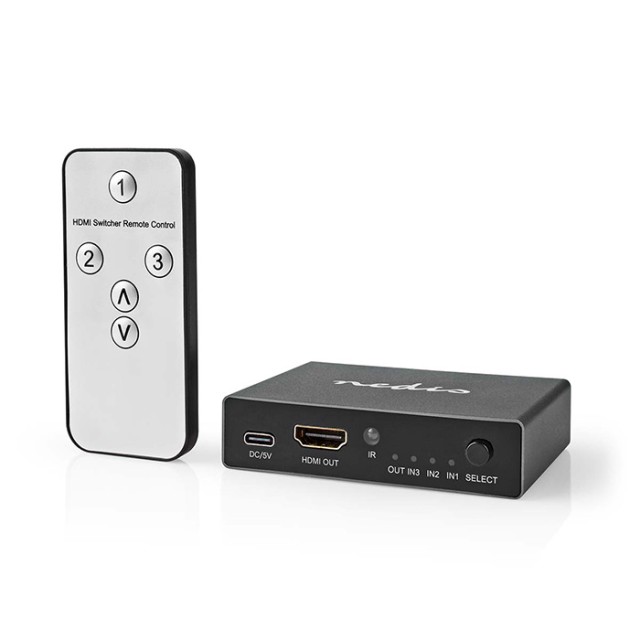 NEDIS VSWI3493AT HDMI SWITCH 3PORTS 3x HDMI INPUT - HDMI OUTPUT 8K@60Hz 45Gbps ANTHRACITE