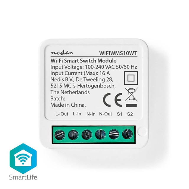 NEDIS WIFIWMS10WT INTERRUPTOR DE ENCENDIDO SMARTLIFE CONEXIÓN DE TERMINAL Wi-Fi 3680W