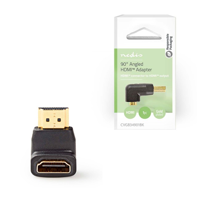 NEDIS CVGB34901BK HDMI ADAPTER HDMI CONNECTOR - HDMI FEMALE ANGLED 90° BLACK