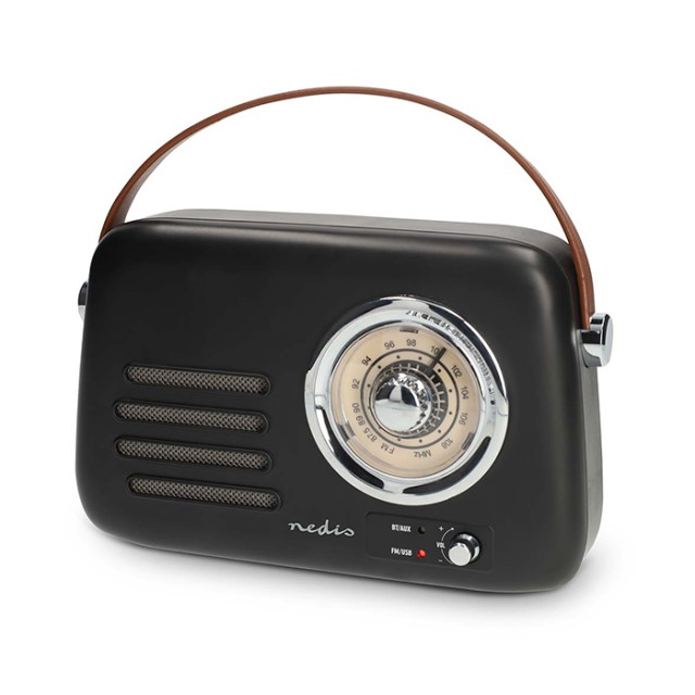 NEDIS RDFM2600BK Φορητό, επαναφορτιζόμενο και αναλογικό ραδιόφωνο FM, σε μαύρο χρώμα.
