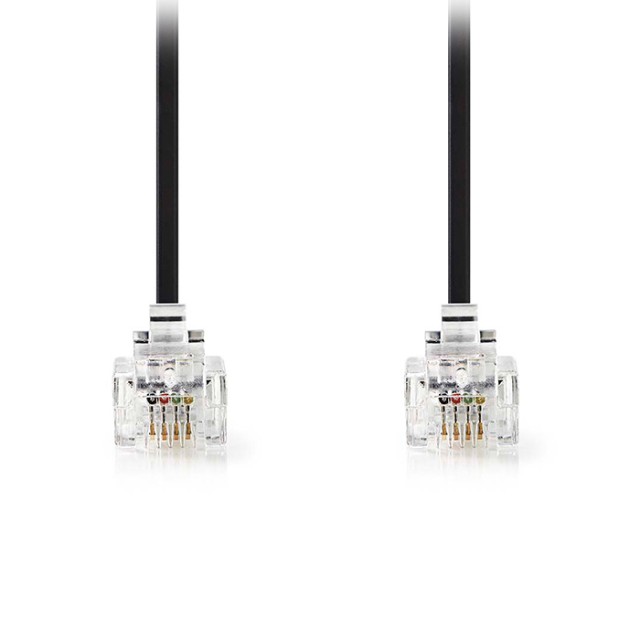 NEDIS TCGL90200BK100 Τηλεφωνικό καλώδιο RJ11 αρσ. - RJ11 αρσ., 10m σε μαύρο χρώμα.