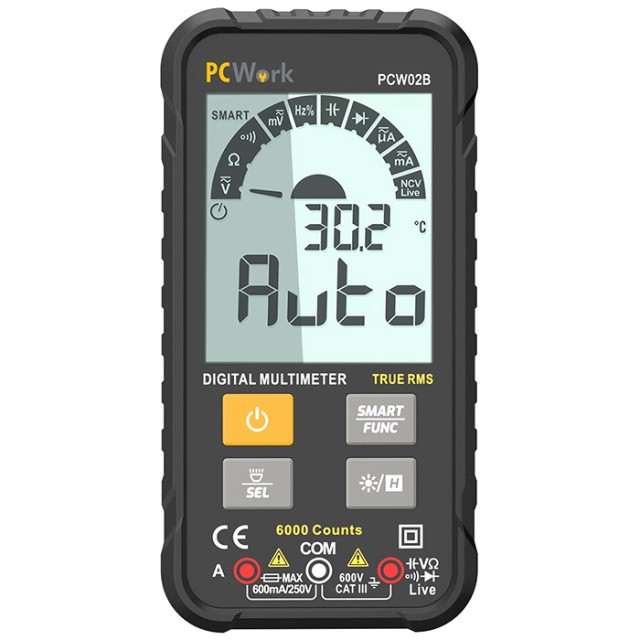 PCWork PCW02B Echteffektiv-Smart-Digital-Taschenmultimeter