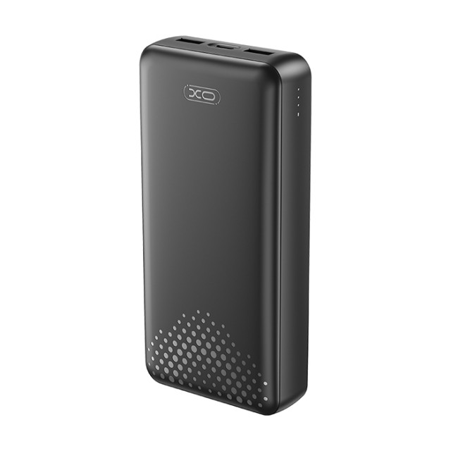 XO PB313 BLACK COLOR Powerbank 20.000 mAh με 3 θύρες USB (2x USB-A, 1x USB-C), σε μαύρο χρώμα
