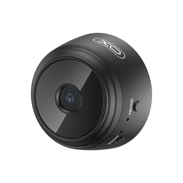 XO CR12 Mini Wi-Fi επαναφορτιζόμενη κάμερα 0.3MP για εσωτερικούς χώρους, με μαγνητική επιφάνεια σε μαύρο χρώμα