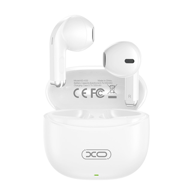 XO X33 WHITE COLOR Bluetooth ακουστικά handsfree με θήκη φόρτισης, σε λευκό χρώμα