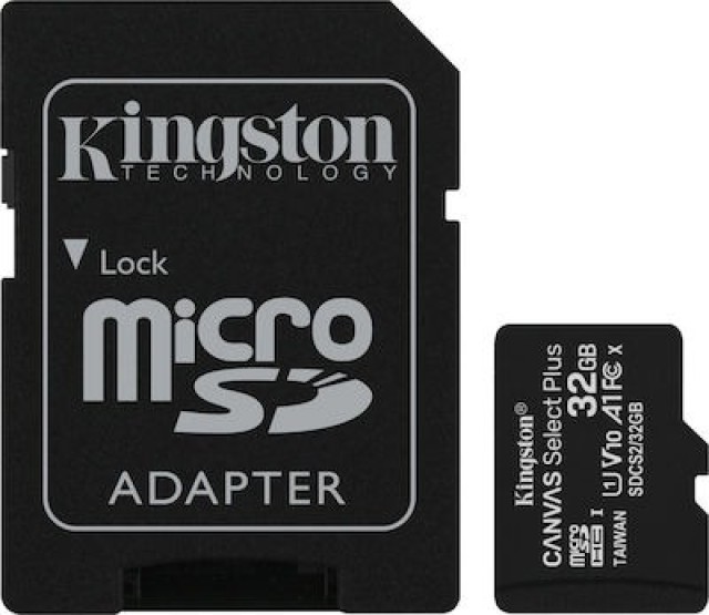 Kingston Canvas Select Plus microSDHC 32GB Class 10 U1 V10 A1 UHS-I with SDCS2/32GB adapter