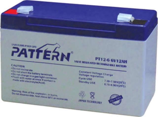 Closed Type Lead Acid Battery 6V 12Ah PATTERN PT12-6