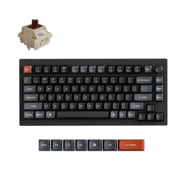 Keychron V1 Ultra (V1U-D3) QMK/VIA Wireless Custom Mechanical Keyboard Brown Switch RGB 75% US