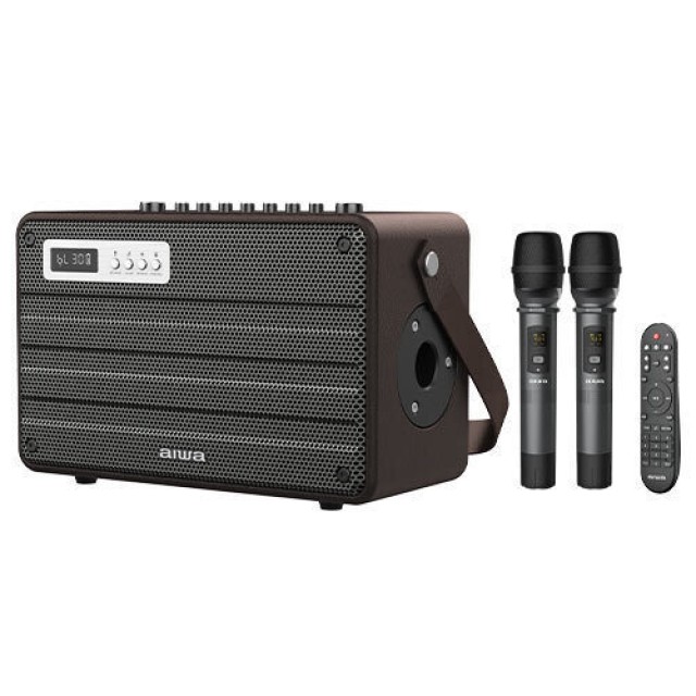 Aiwa Karaoke System with DSP Enigma Lite Wireless Microphones in Brown Color MIX420/BR