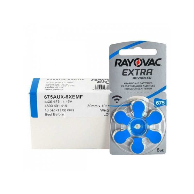 Rayovac Extra Advanced Hearing Aid Batteries 675 1.45V 6pcs
