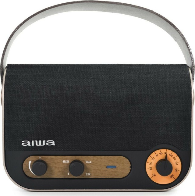 Aiwa RBTU-600 Radio portátil Recargable con Bluetooth y USB Negro