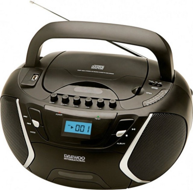 Sistema de Audio Portátil Daewoo DBU-51 con CD/USB/Cassette/Radio en Color Negro