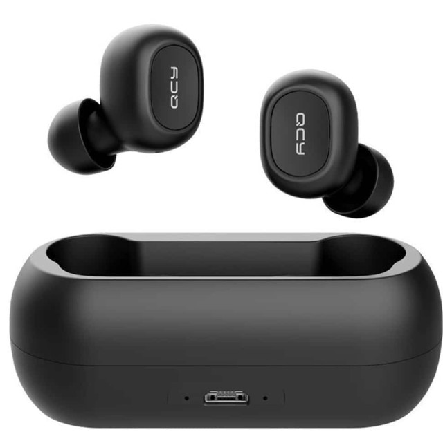 QCY T1C TWS TRUE WIRELESS EARBUDS 5.0 BLUETOOTH HEADPHONES 4HRS 6MM 380MAH (Black)