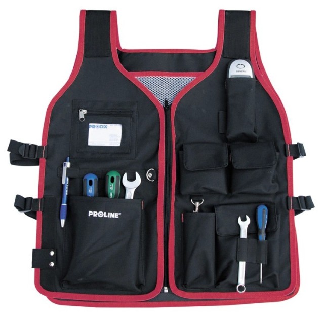 PROLINE work vest 52070, 8 places, 51 x 60cm, black