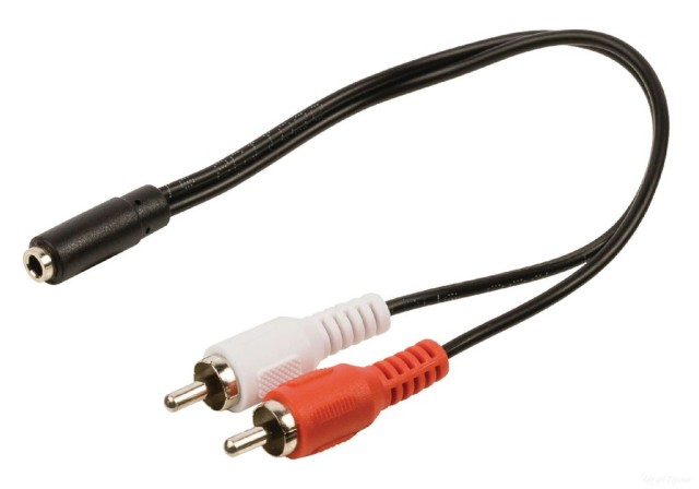 Valueline, VLAP22255B0.20, 2x RCA Male in Jack 3.5mm Female -0.20m.