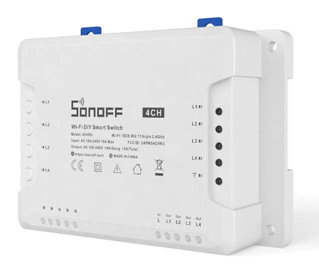 SONOFF 4CHR3 Interruttore Smart WiFi, 4 posizioni, 16A, bianco