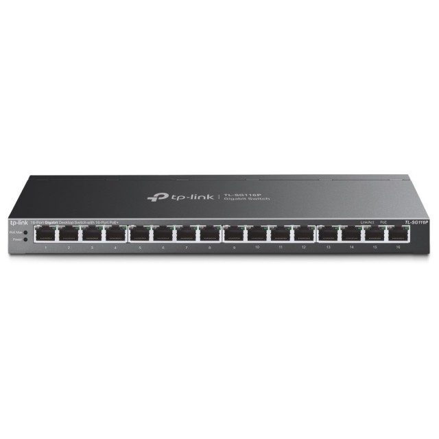 TP-LINK SWITCH 16 Port 1Gigabit with 16-Port PoE+ 120W Desktop Case