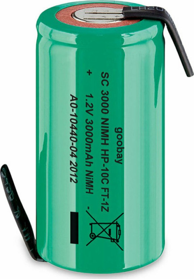 Goobay Επαναφορτιζόμενη Μπαταρία Sub-C 3000 mAh Μπαταρία Ni-MH Sub-C 1.2V 3Ah με πλάκες συγκόλλησης