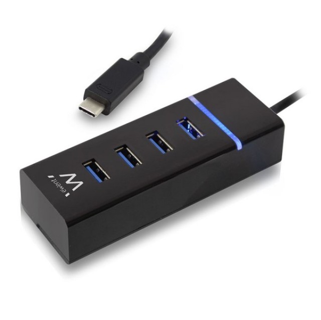 Intronics - EW1137- Adaptador USB Tipo-C Macho a Hub 4 Puertos USB 3.0